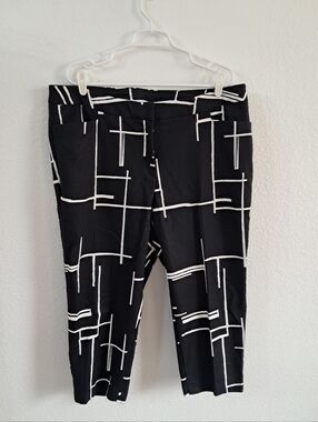 Investments Cropped Pants Women’s 18W Black White Straight Leg Office Career